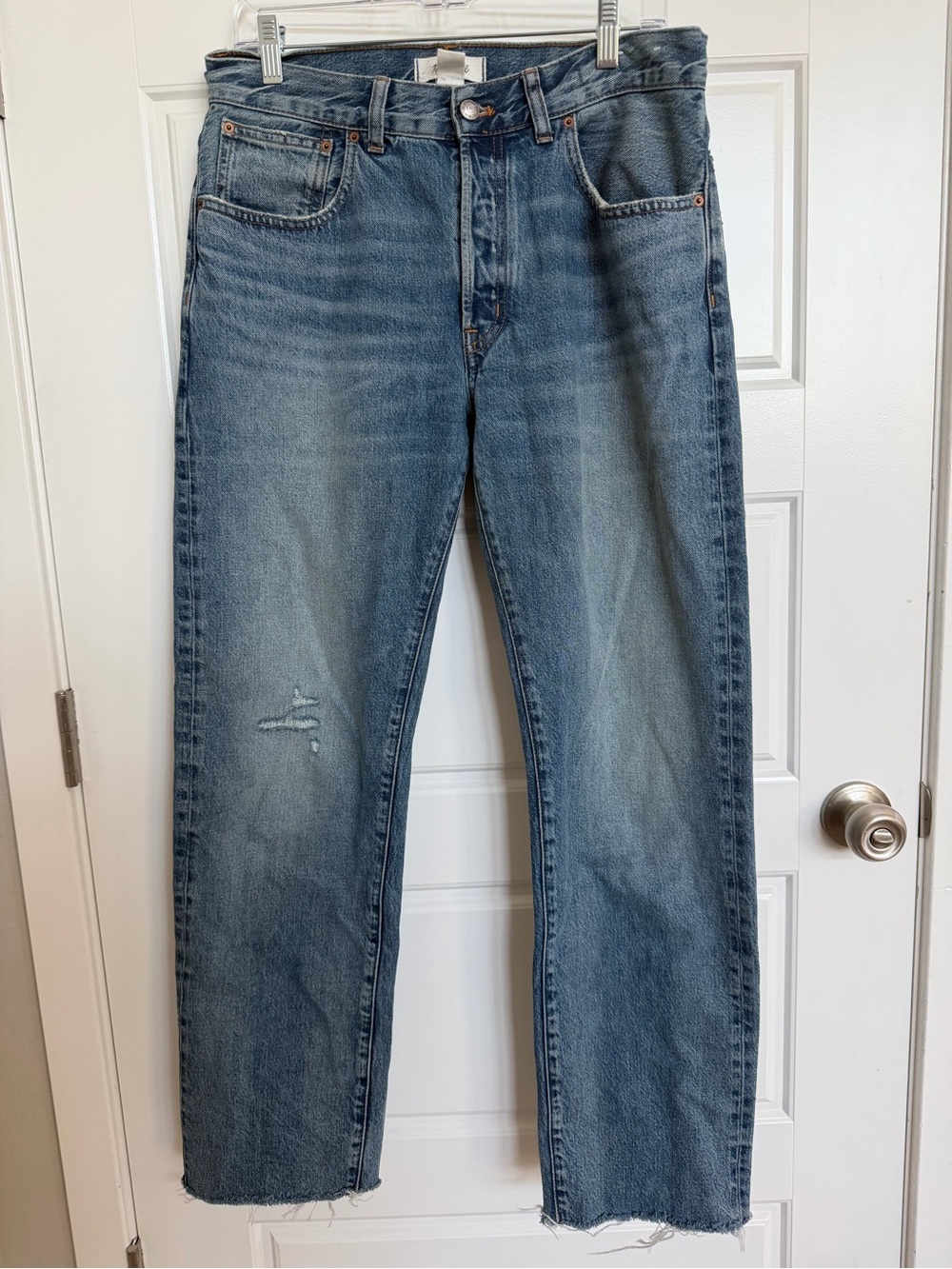 Madewell The Dean Easy Straight Jean 28 Button Fly Raw Hem 100% Cotton